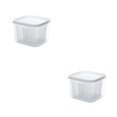 thumbnail image 4 of Matsuzay Caja de mantenimiento fresco PP Refrigerador Fruta Verdura Jengibre Ajo Drenaje Crisper con tapa Filtro de frescura cuadrado Cesta Transparente 2piezas, 4 of 6