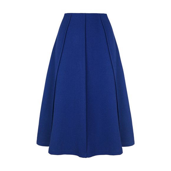 INSPIRE CHIC Women's High Waist Knit A-Line Pleated Fared Skirt S Royal Blue