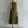 thumbnail image 6 of Guieoi Summer Dresses for Women under $10 Plus Size Decorative Button Cotton-Linen Loose-Fit Sleeveless Slit Hem Maxi Dress Green M, 6 of 7