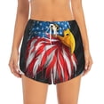 thumbnail image 3 of Uemuo Eagle Head With American Flag Pattern Women's Athletic Shorts High Waisted Running Shorts with Liner Pockets Gym Elastic Workout Shorts-Small, 3 of 9
