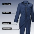 thumbnail image 3 of ACTIVE UNIFORMS Overall Workwear Men Long Sleeve Coveralls (Nave Blue, Medium), 3 of 7