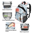 thumbnail image 5 of JIALIOU 14" Laptop Backpack Waterproof Airline Approved Stylish Casual Daypack for Travel Business College Work, Red White Flower Embroidery, 5 of 8
