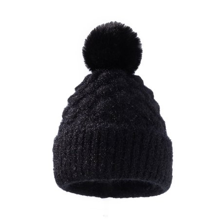 

Dadaria Winter Hats Winter Fashion Ladies Woolen Hat Pure Color Hair Ball And Velvet Scales Warm Knitted Hat Black Women
