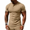 thumbnail image 5 of PNTUTB Summer Men's T-Shirts Stylish Solid-Color Short-Sleeve Tops Casual Half-Buttoned Crew-Neck Breathable Quick-Dry Sports T-Shirts, 5 of 7