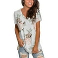 thumbnail image 3 of Spring Tops for Women Womens Tops under $5 Free Shipping Breathable Fashion Women V-Neck Printed T-Shirt Casual Loose Pullover Short Sleeve Tops Gifts for Women, 3 of 9