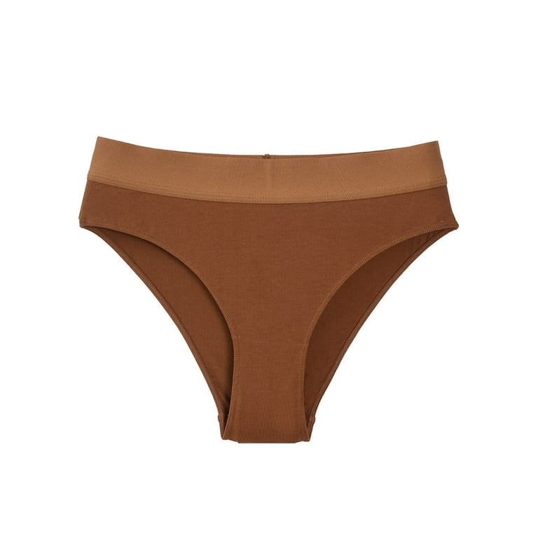 adviicd t Panty for Women Women's Underwear, High Waist Cotton Breathable  Full Coverage Panties Brief Regular and Plus Size Brown Medium