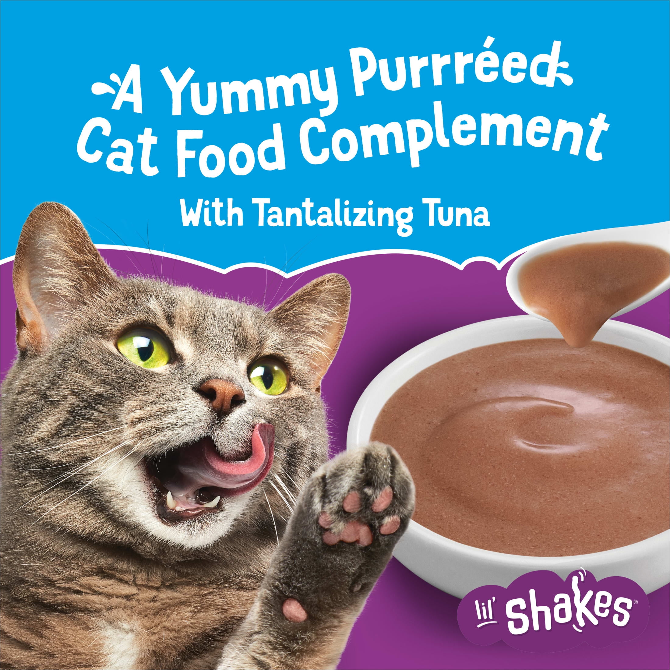 (2 pack) Purina Friskies Pureed Wet Cat Food Toppers, Lil’ Shakes With Tantalizing Tuna Lickable Cat Treats