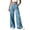 Light blue, variant on Floral Print Women Long Jeans Wide Leg Casual Denim Pants