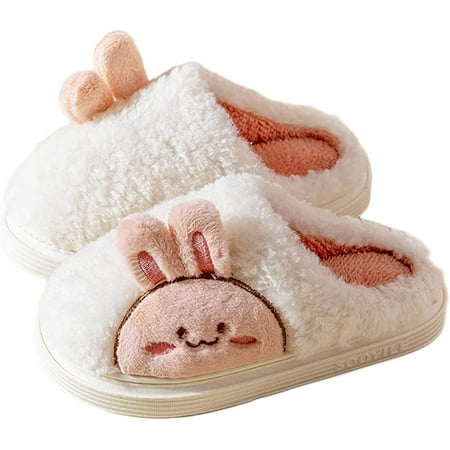 

PIKADINGNIS Women Cute Bunny Slippers Faux Fur Fluffy Winter Slip-On House Animal Slippers Warm Plush Fuzzy Anti-Skid Indoor Outdoor Shoes