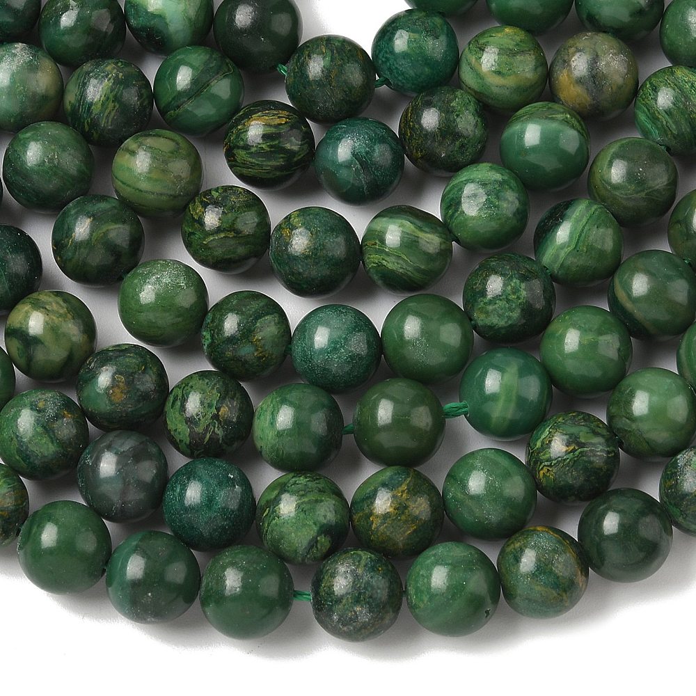 Natural African Jade Beads Strands Round Grade A Green 10mm Hole: 1mm about 37pcs/strand 15.3 inch