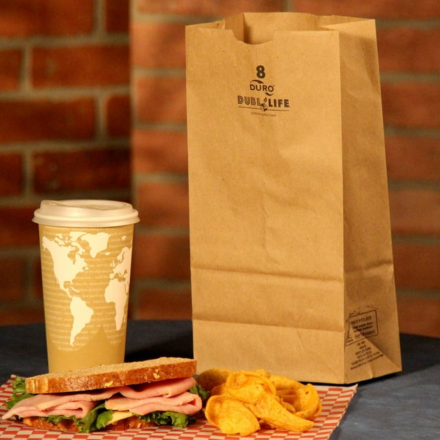 Duro Brown Paper Bag, 8# Kraft Bags, 500 ct.