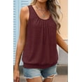 thumbnail image 3 of Women'S Summer Loose Fit Pleated Scoop Neck Casual Sleeveless Tank Tops Claret M, 3 of 6