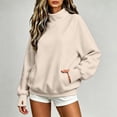thumbnail image 6 of Women Mock Neck Raglan Sweatshirt Sevevn Long Sleeve Side Pocket Solid Oversized Casual Pullover Tops, 6 of 9