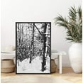 thumbnail image 3 of IDEA4WALL Framed Canvas Art Wall Decor Snow Pine Trees in Winter Time Nature Forest Watercolor Minimalism Modern Scenic Dramatic Black and White for Dorm Home Office - 16"x24", 3 of 4