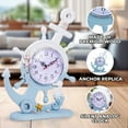 thumbnail image 3 of Accent Collection Ship Anchor Table Clock Tabletop Sculpture Shelf Nautical accents, White Blue, 3 of 7