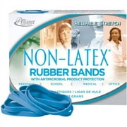 Alliance Rubber 42649 Non-Latex Rubber Bands with Antimicrobial Protection - Size #64 1/4 lb. box contains approx. 95 bands - 3 1/2" x 1/4" - Cyan blue