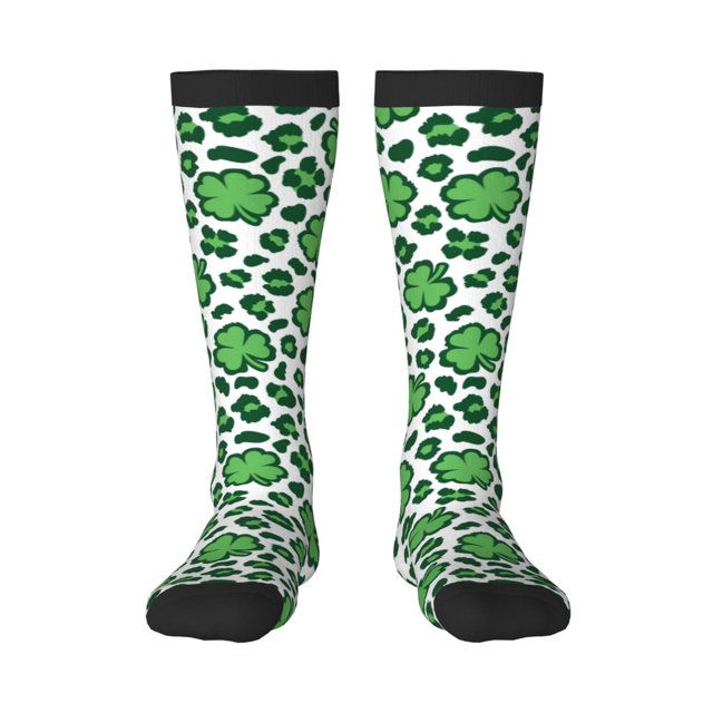 Balery Leopard print St. Patrick's Day Calcetines novedosos Calcetines deportivos Calcetines hasta la rodilla Calcetines de algodón Calcetines originales y geniales