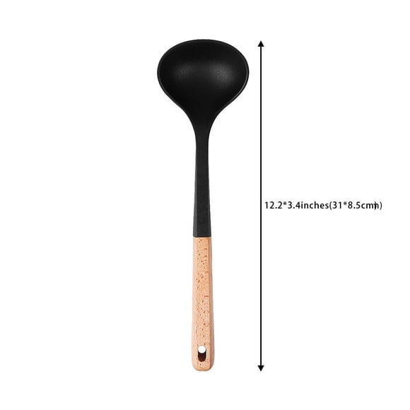 Juego de cuchara sopera y colador ergonómico de silicona: ¡resistente al calor y fácil de limpiar!