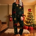 thumbnail image 2 of asdoklhq Christmas Pajamas for Women Ladies' Fashion Christmas Print Casual Round Neck Long Sleeve Top Pants Pajama Set Black M, 2 of 6