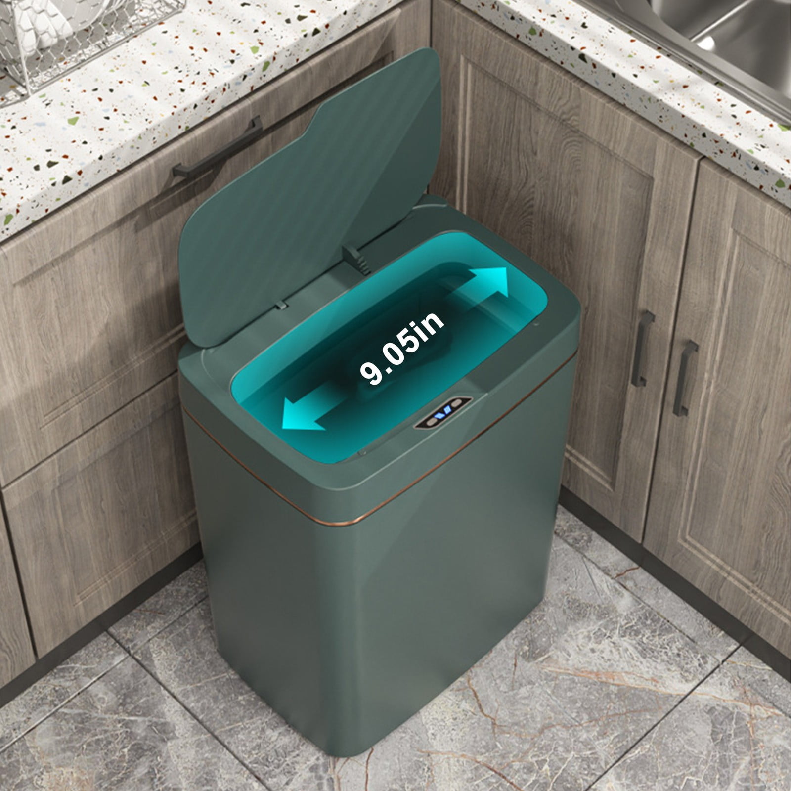 Smart Sensor Trash Can, Odor-Proof Kitchen Trash Can & Bathroom Garbage Bin with Lid, Auto-Open Small Trash Can for Home Office Bedroom Living Room, Green - Xuniizn