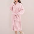 thumbnail image 6 of Women’s Thick Fleece Bathrobe Warm Plush Flannel Robe Soft Long Sleepwear Cozy Belted Winter Loungewear, 6 of 8