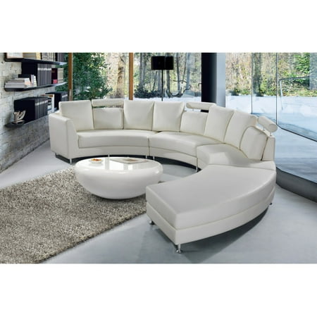 Velago Rossini Modern Round Leather Sectional Sofa
