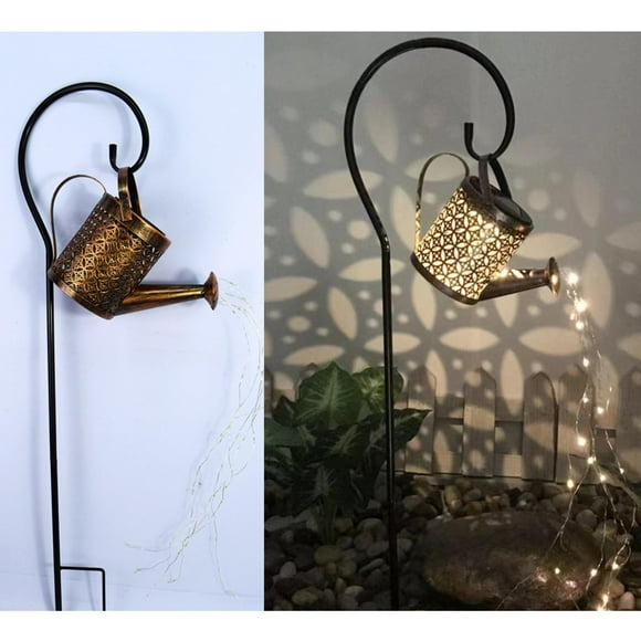 Regadera LED solar Cadena de luz Jardín al aire libre Arte Cascada Lámpara Decoración Cobre profundo Con soporte Cola Luz al aire libre