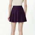 thumbnail image 3 of Women and Girl Short Skirts High Waist Pleated Skater Tennis Skirt Summer Solid Color Cotton Linen Skirt Anti-Exposure Safety A Line Mini Skirts, 3 of 9