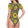 thumbnail image 4 of Naloa Sunflowers On Black And White Stripes Women's Short-Sleeved Onesie, One-Piece Swimsuit for Parties, dates, clubs -, 4 of 9