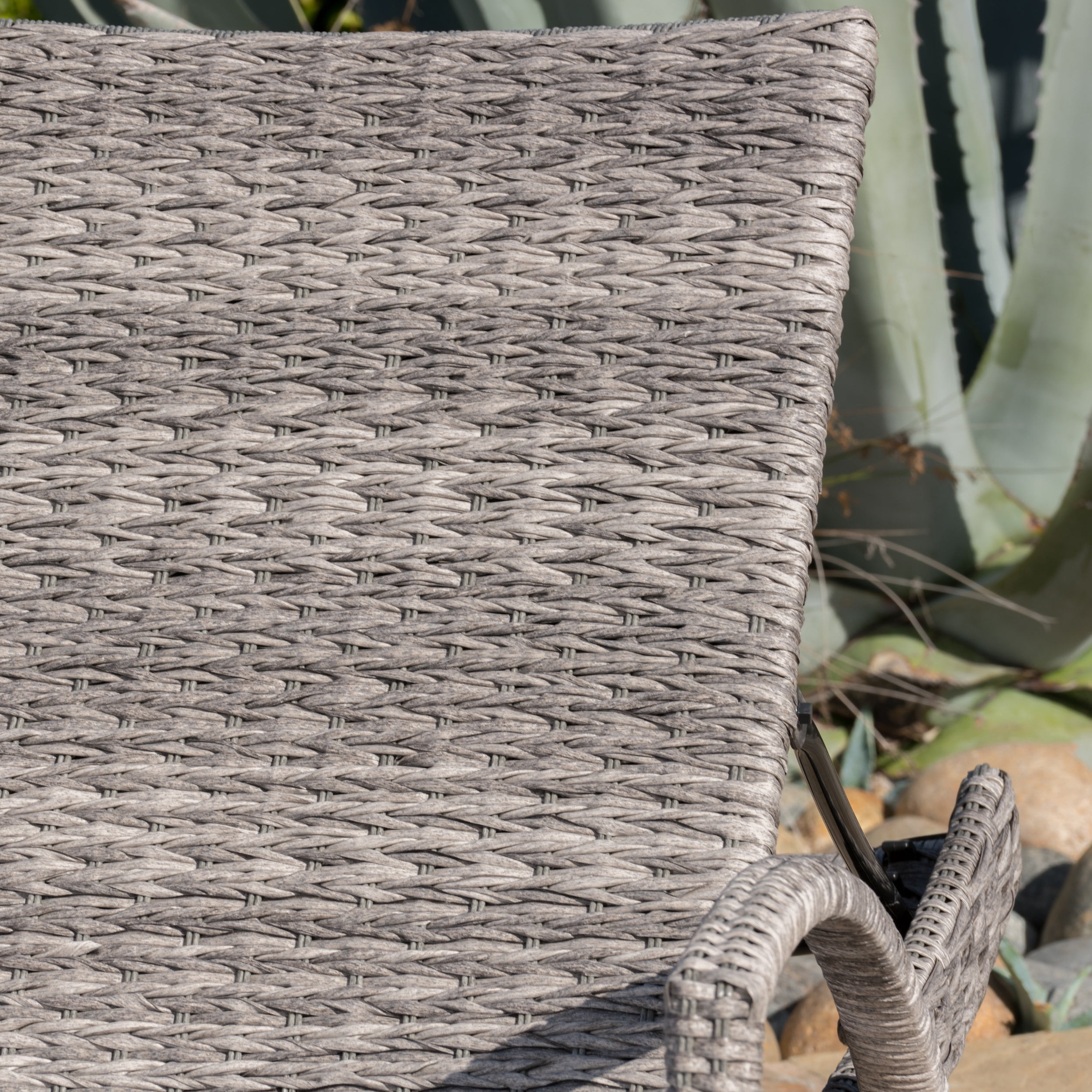 Emerald Outdoor Armed Wicker Chaise Lounge, Set of 4, Grey