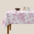 thumbnail image 2 of Pink Floral Tablecloth 54x54 Inch Square Vintage Chinoiserie Flower Table Cloth Spring Decorative Polyester Stain Resistance Square Table Cover for Party Picnic Kitchen Decoration Outdoor Indoor, 2 of 5