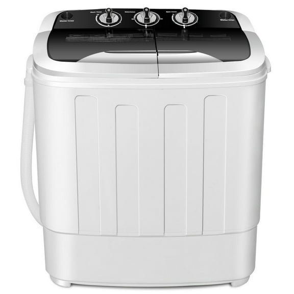 LYYHTY Portable Mini Twin Tub Washing Machine Washer & Spin Dryer, Compact 13 Lbs, Top Load, Energy Saving, Lightweight for Small Apartments, RVs & Travel, Black & White