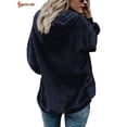thumbnail image 4 of Spencer Women's Warm Fuzzy Fleece Sweatshirt Casual Loose Sherpa Pullover Hoodies with Pockets Oversized Outwear (M, Navy), 4 of 4