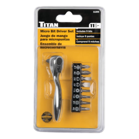 Pack of 2 Titan 11205 3-1/2-Inch Offset Micro Ratcheting Bit Driver and Bit Set