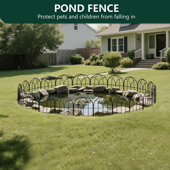 Decorative Metal Garden Fence Panel, No  Animal Barrier, 12.55"x16.53", 19 Pcs Black Fencing for Yard, Flower Bed, Dog Blocker