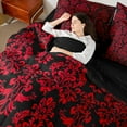 thumbnail image 4 of Manfei Red Damask Flower Bedding Comforter Set 7-Piece, Tribal Hippie Mandala King Bedding Sets, Teen Adult Female Man Reversible Bed Sheets, Super Cozy Room Decor, 4 of 7