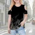 thumbnail image 3 of HADST Girls' Print Cold Shoulder T-Shirts, Short Sleeve Crew Neck Casual Tops, Trendy Summer Tees for Daily Wear, 3 of 8