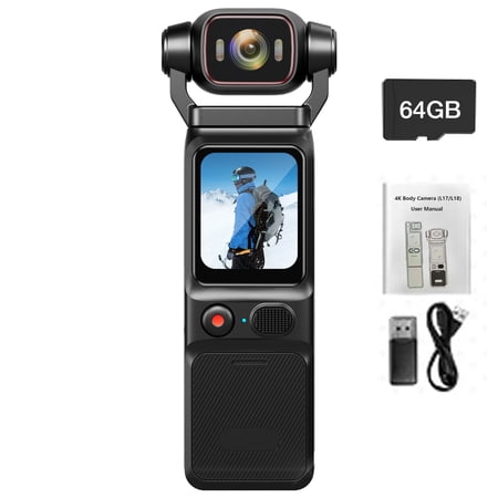 4K/30FPS 48MP vlogging Camera Pocket Action Camera with 6-Axis Stabilization180° Rotatable Lens 160° Wide Recording WIFI Digital Vlog Camera for...