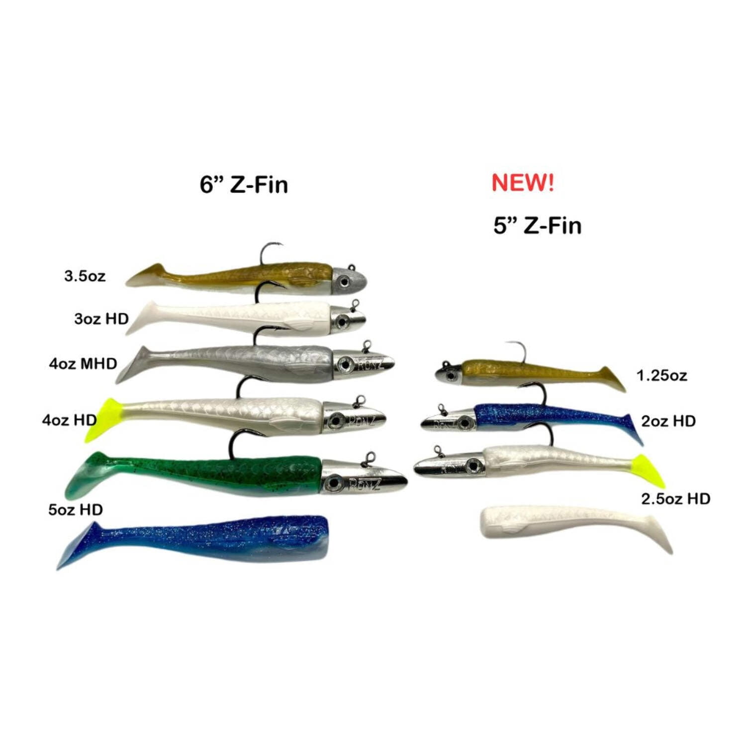 RonZ Z-Fin HD Big Game Series Paddletail Lures