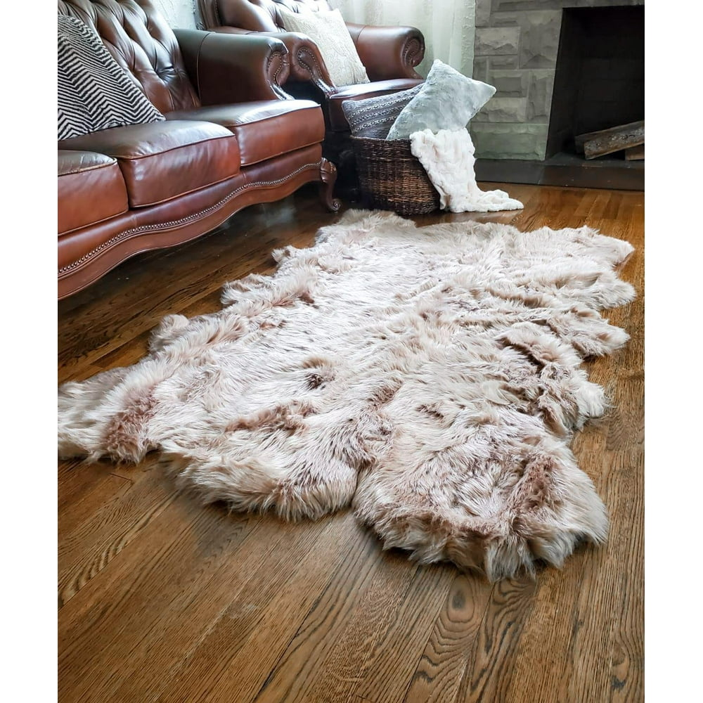 Luxury Faux Fur Sheepskin Soft Area Rug 4ft x 6ft with Thick Pile Shaggy Carpet