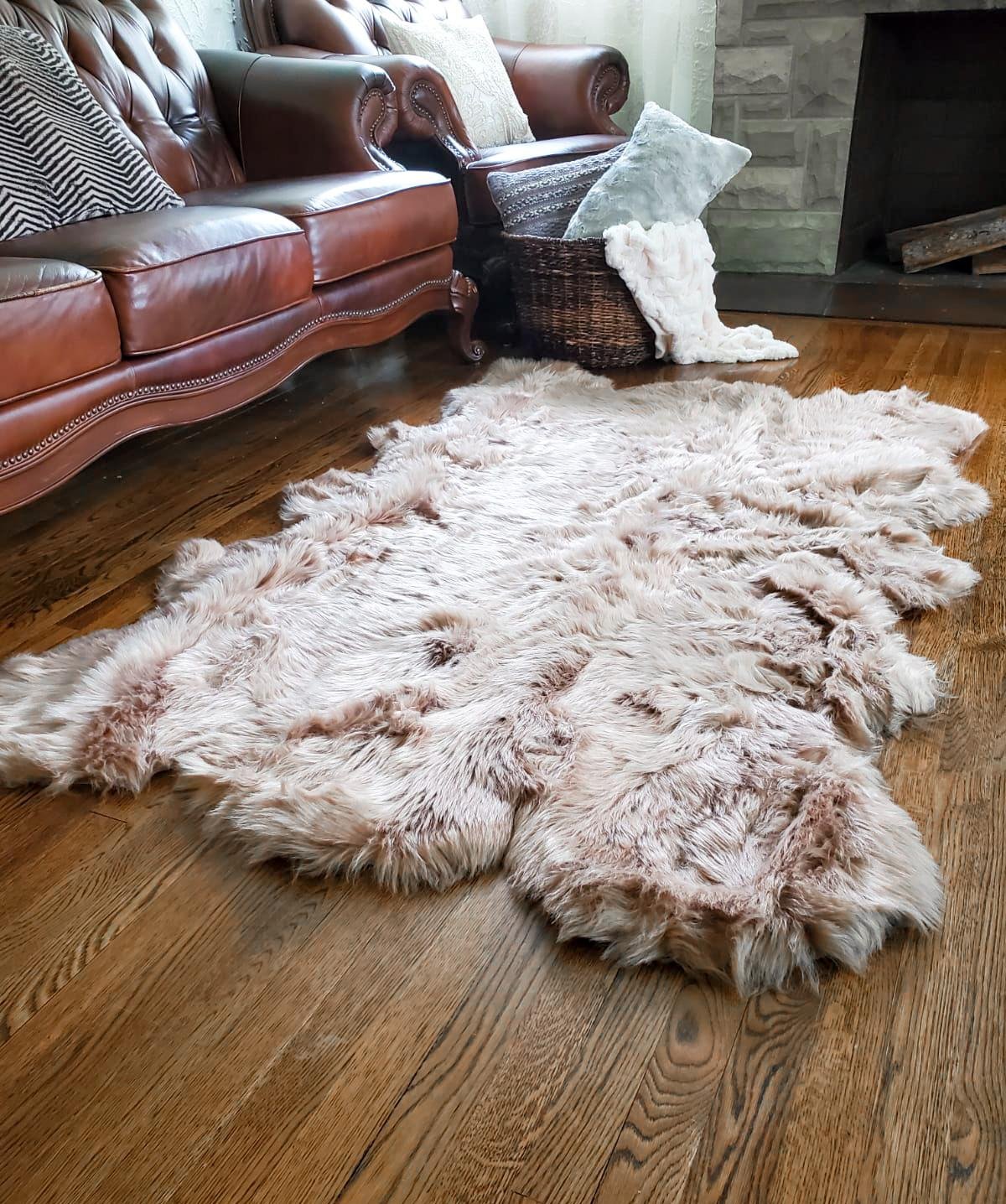 Luxury Faux Fur Sheepskin Soft Area Rug 4 ft X 6 ft With Thick Pile 