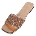 thumbnail image 2 of Horivan Women's Rhinestone Slide Sandals Sparkly Flat Slippers for Women Casual Comfort Summer Outdoor Indoor Wear Glam House Shoes, 2 of 9