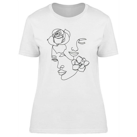Women Faces With Flowers T-Shirt Women -Image by Shutterstock, Female Medium