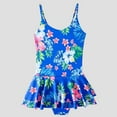 thumbnail image 2 of Girls One Piece Swimsuits Halter Bathing Suit for Kids Hawaiian Swimwear Flower Swim Dress 4-12Years, 2 of 9