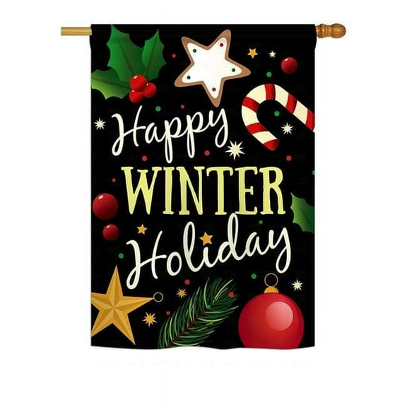 Breeze Decor BD-XM-H-114148-IP-BO-DS02-US Happy Winter Holiday Winter - Seasonal Christmas Impressions Decorative Vertical House Flag - 28 x 40 in.
