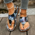 thumbnail image 6 of Womens Sandals Comfortable Oversized Herringbone Sandals Butterflys Print Back Buckle Sloping Heel Sandals, 6 of 9