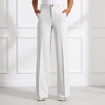 thumbnail image 2 of QTSHPN Wide Leg Pants Women Pure Color Linen Blend Casual Trousers Loose Comfortable Elastic Waist Summer Fashion Versatile Work Pants Women White S, 2 of 5