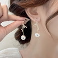 thumbnail image 6 of Osdhezcn Crystal Bowknot Drop Earrings for Women Imitation Pearl Pendant Earring Jewelry, 6 of 9