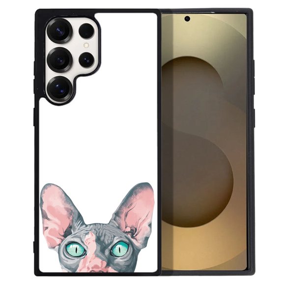 WIRESTER Shockproof Soft Rubber Cover Case for Samsung Galaxy S25 Ultra 6.8" 2025, Animal Sphynx Kitten Cat