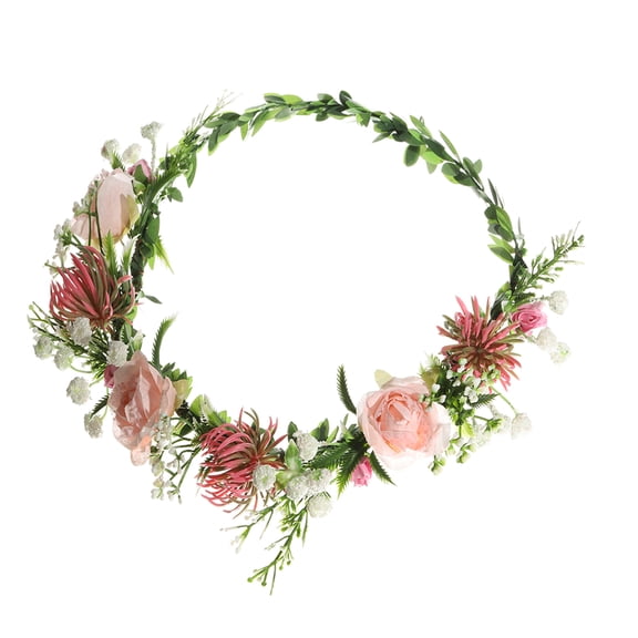 FELTECHELECTR 1Set Headband Thanksgiving Wedding Flower Crown Multi Cloth Plastic Circular for Women Elegant